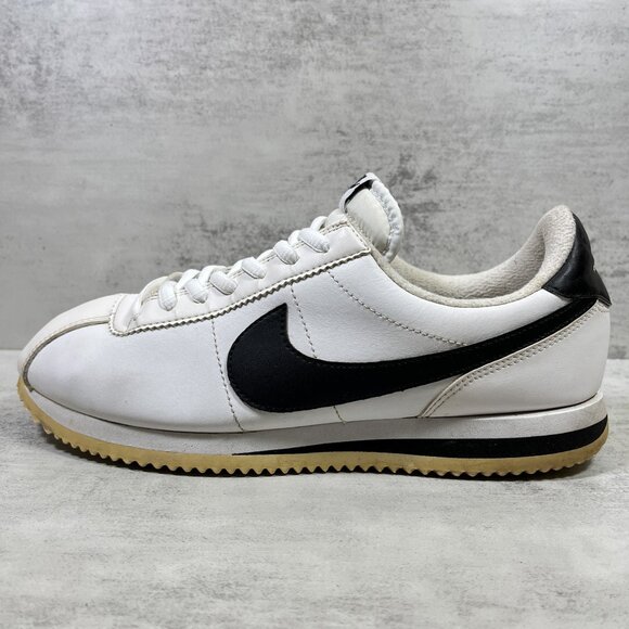 Nike Cortez Basic Leather Sneakers - Men's Size 8 - White Black - Picture 1 of 10